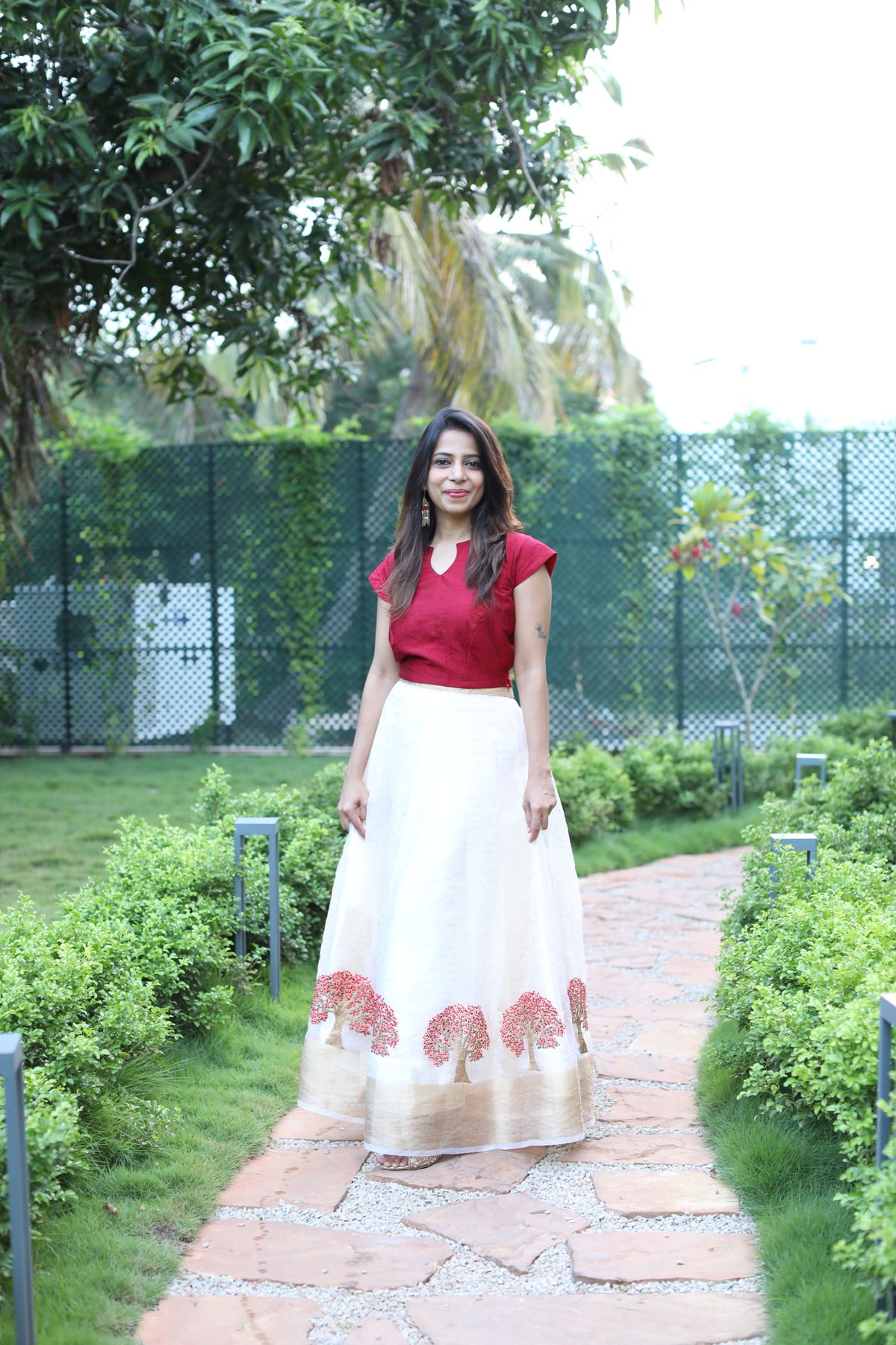Aditi - Red and Cream Soft Silk Set