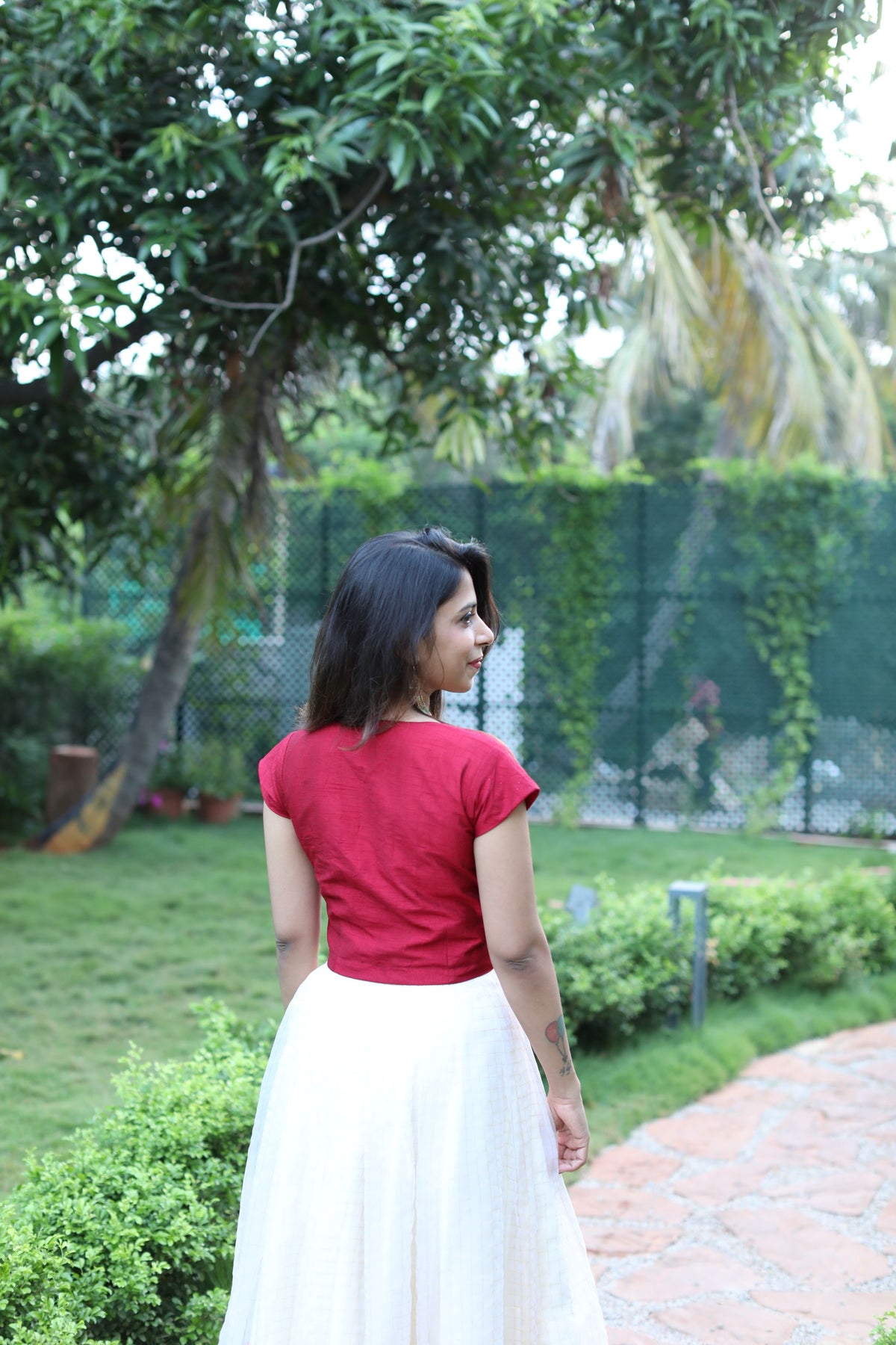 Aditi - Red and Cream Soft Silk Set