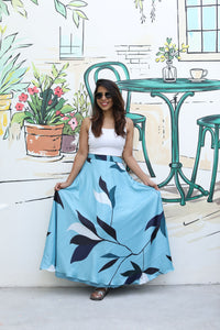 Manvi – Blue Satin Georgette Skirt