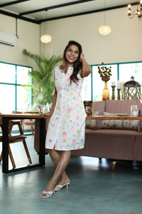 Prachna – White Polka embroidery Dress