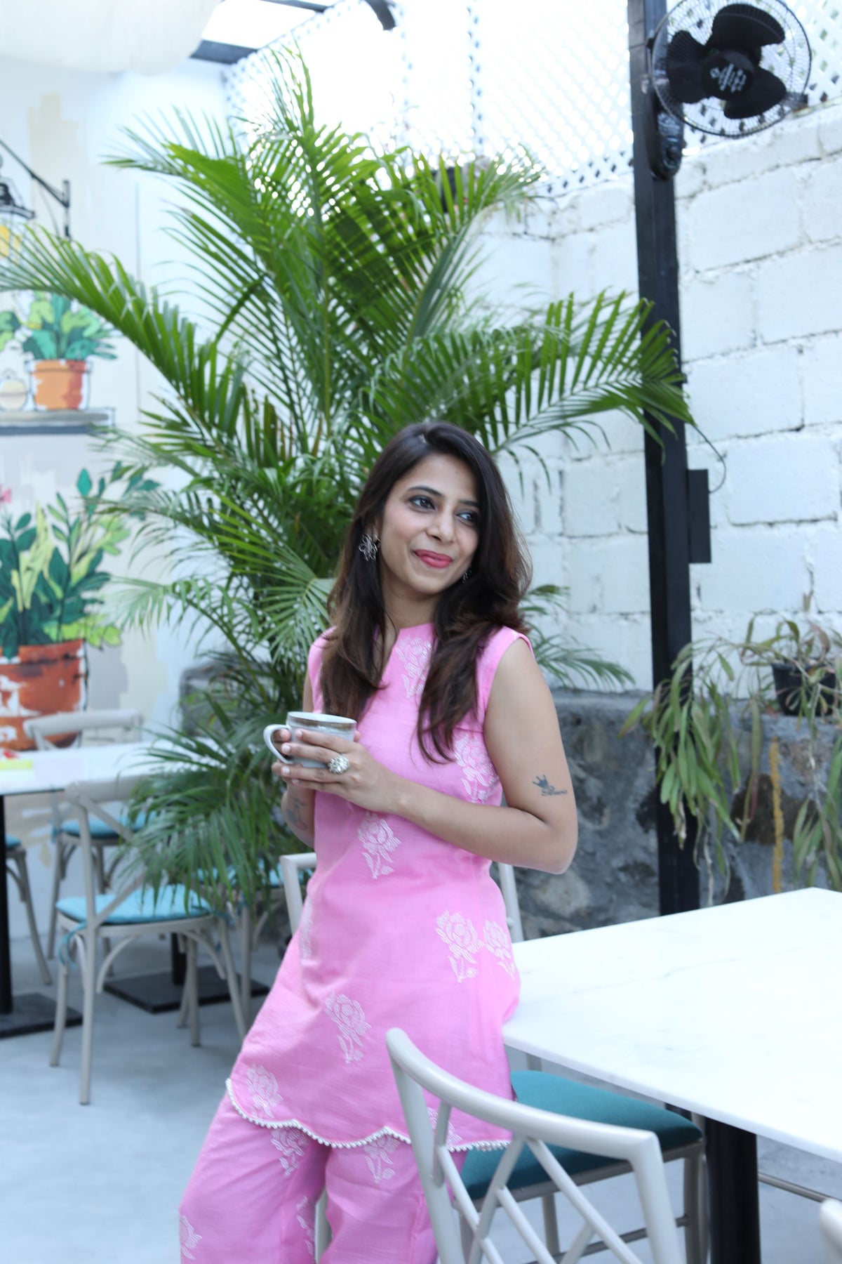 Dhriti – Pink Kota Embroidery Coords with Pearls
