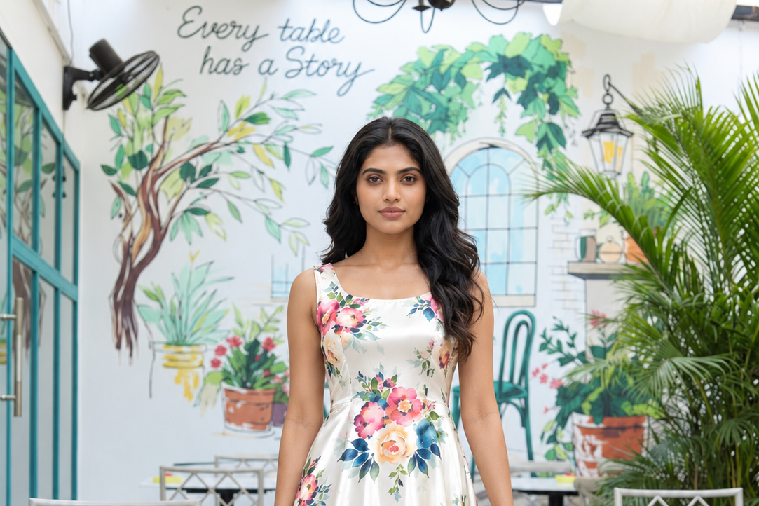 Asin - White Petite Floral Dress