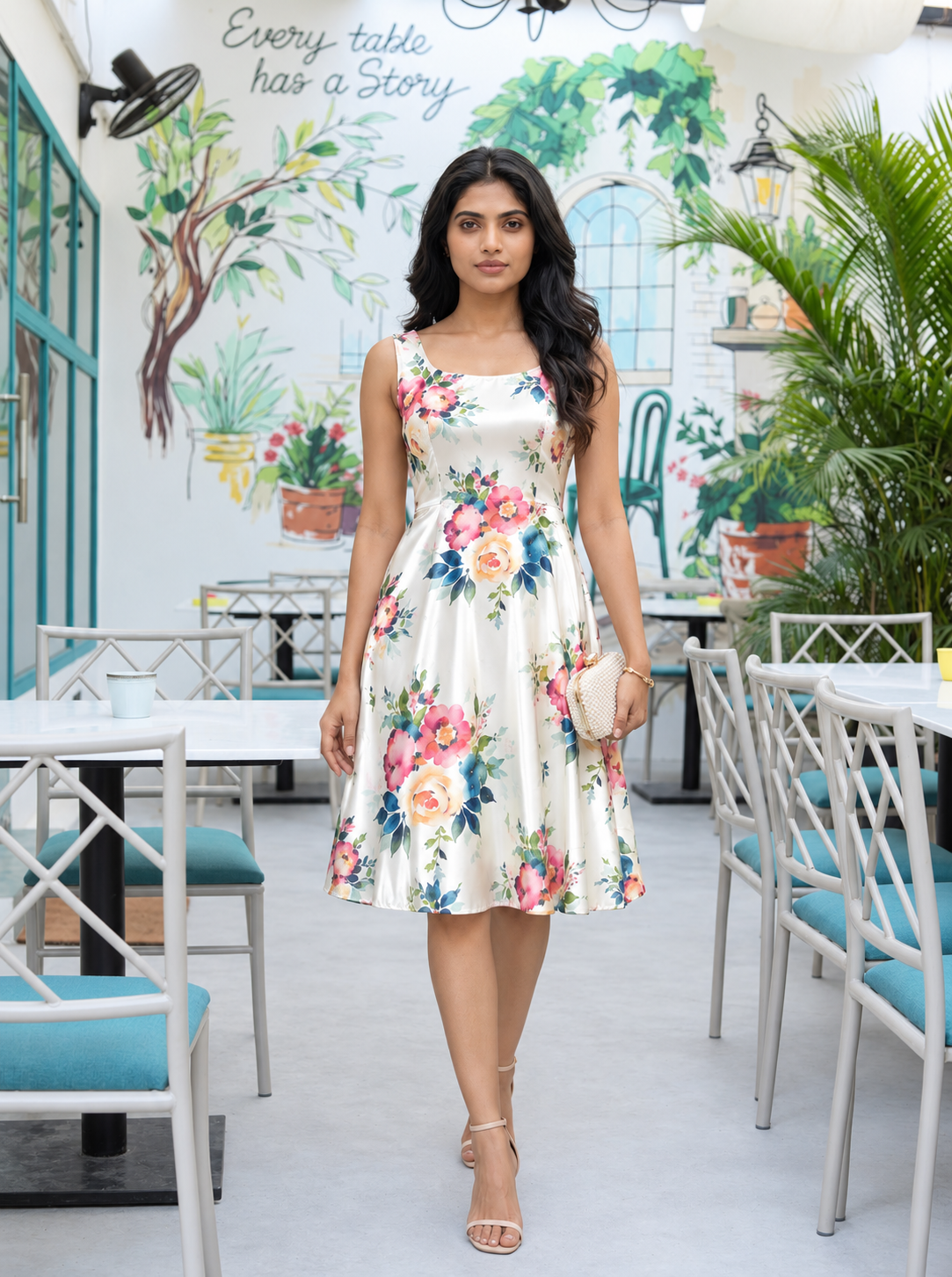 Asin - White Petite Floral Dress