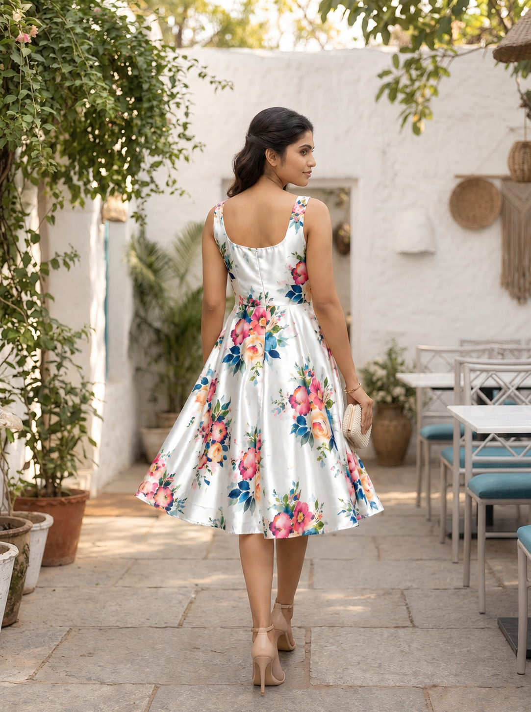 Asin - White Petite Floral Dress