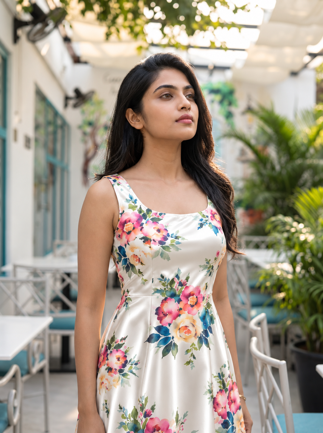 Asin - White Petite Floral Dress