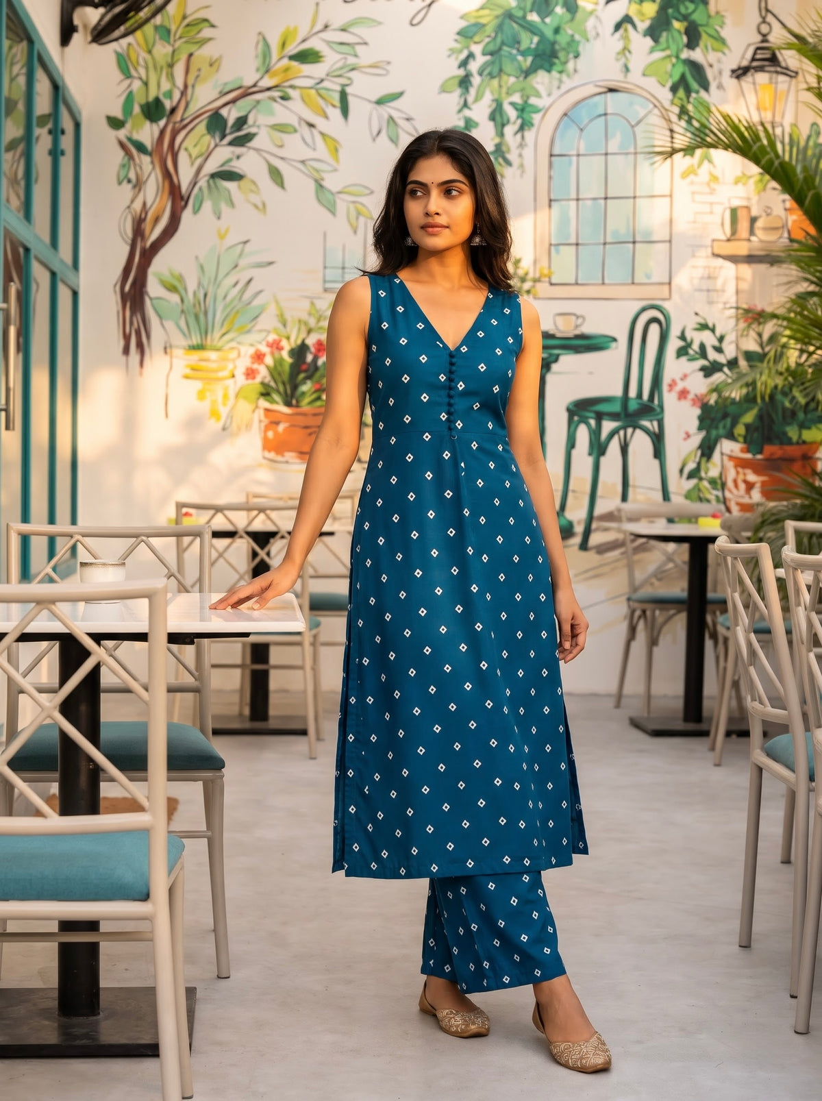 Prisha - Teal Bandhini Print Co-ords
