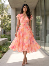 Aasha - Peach organza dress