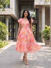 Aasha - Peach organza dress