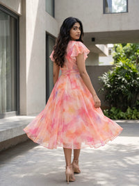 Aasha - Peach organza dress