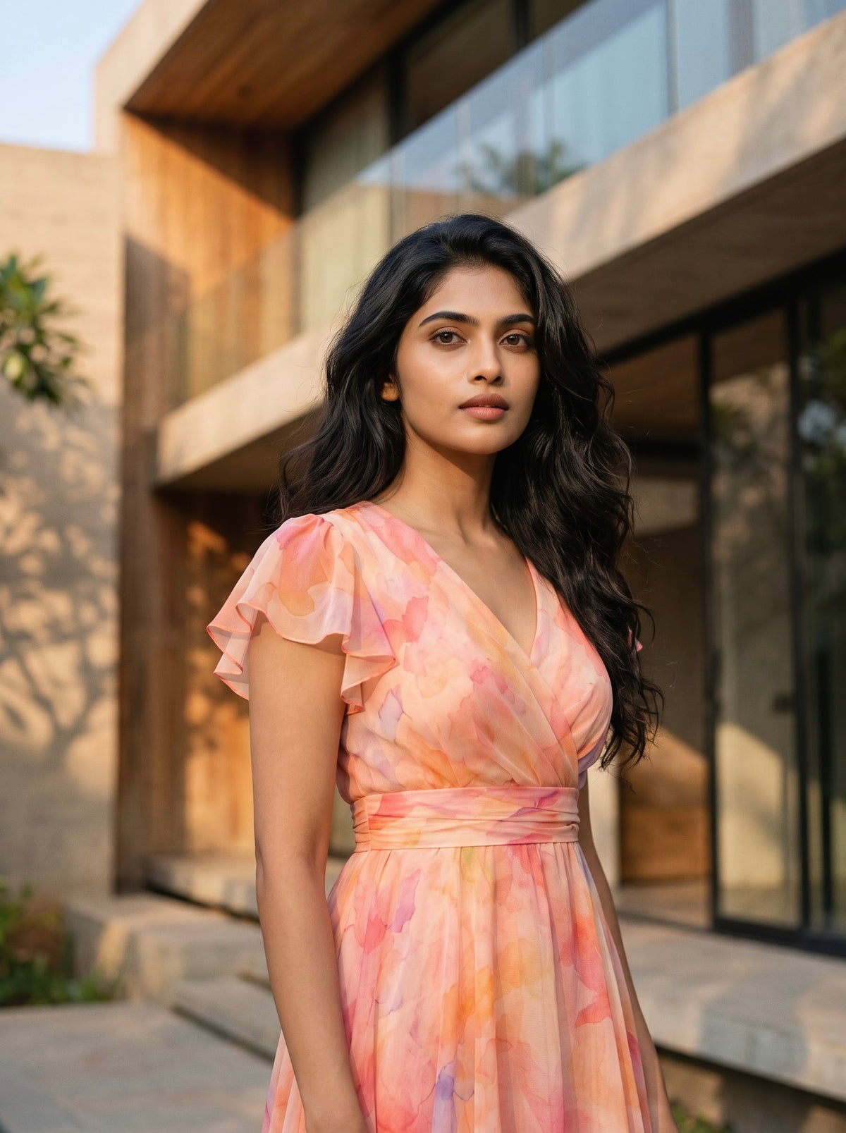 Aasha - Peach organza dress