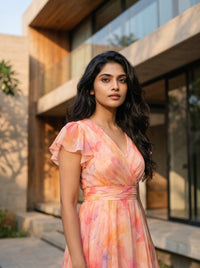 Aasha - Peach organza dress